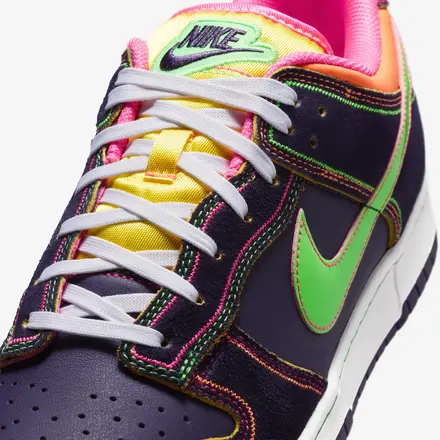 ナイキ ダンク ロー ダイナスティ パープル/ガーデン パープル/ネザーランド オレンジ/インパクト グリーン(IR1526-500)